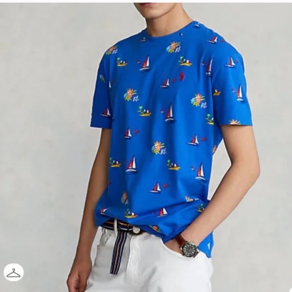 NWT Polo Ralph Lauren Classic-Fit Tropical Print Jersey Short-Sleeve Tee - Picture 2 of 5